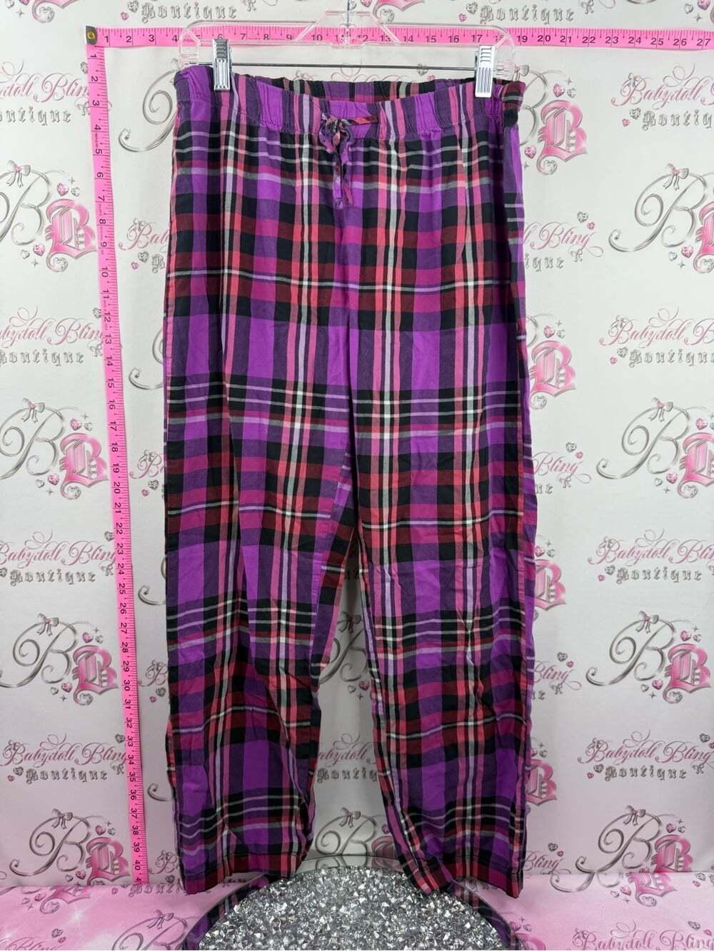 La SENZA pants pj stripes Purple Plaid Lounge Pants